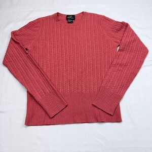 100% Pure Cashmere dark coral Cable Knit Sweater